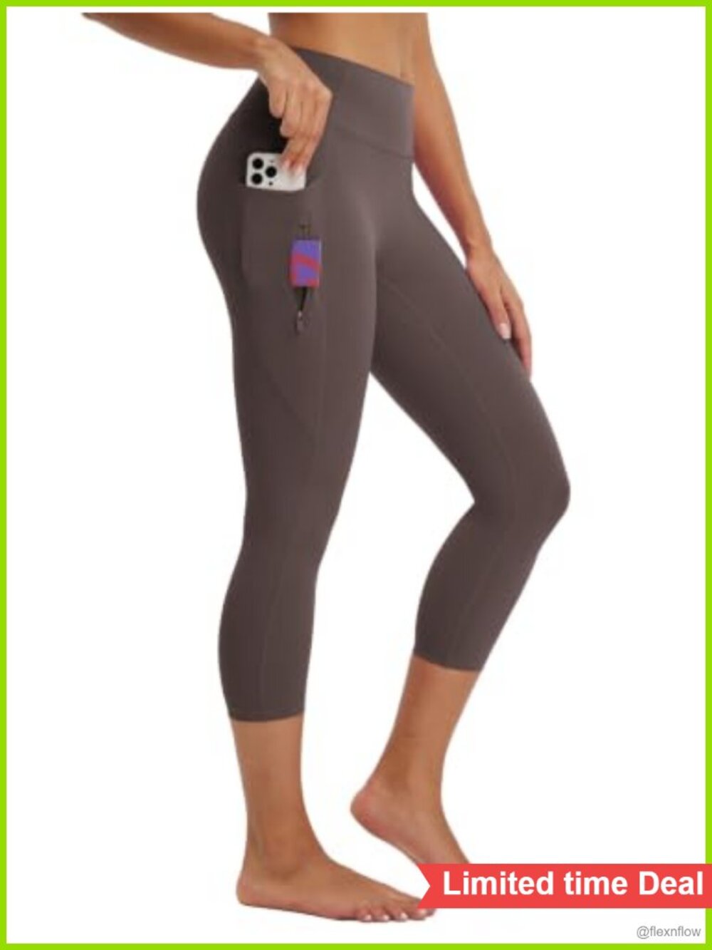 Capri Leggings with 3 Pockets Tummy Control 21" Inseam Workout Yoga Pants